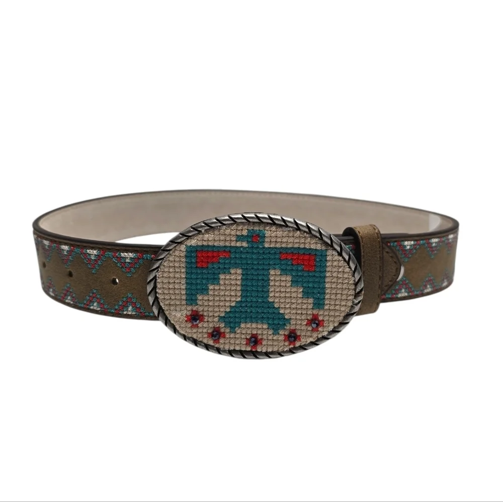 {Ariat} Girl's Embroidered Thunderbird Buckle Belt Brown